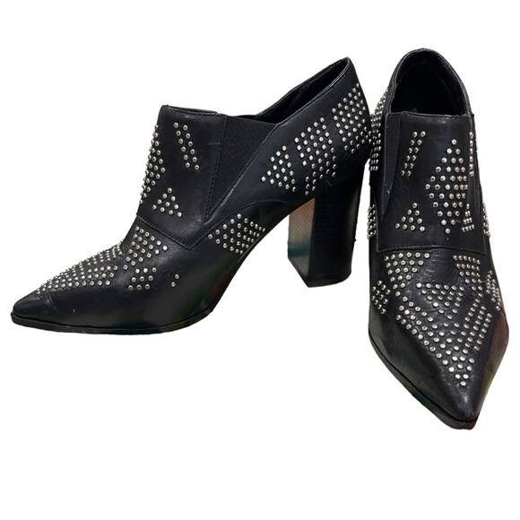 See By Chloe Black Silver Studded Booties 38/7.5 - Picture 3 of 14